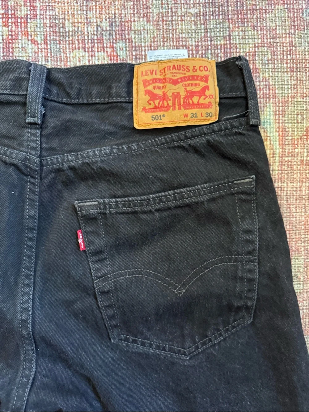 Levi’s Men's 501 Black Straight-Leg Jeans 31 x 30 100% Cotton